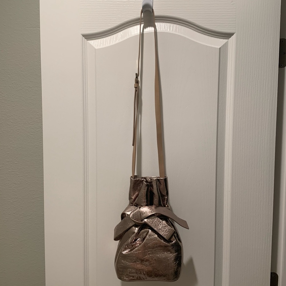 Jimmy Choo Eve Nude Metallic Lambskin Bucket Bag - Picture 6 of 11
